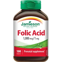 Folic Acid 1,000 mcg Tablets, 1 mg