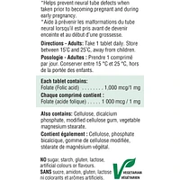 Folic Acid 1,000 mcg Tablets, 1 mg
