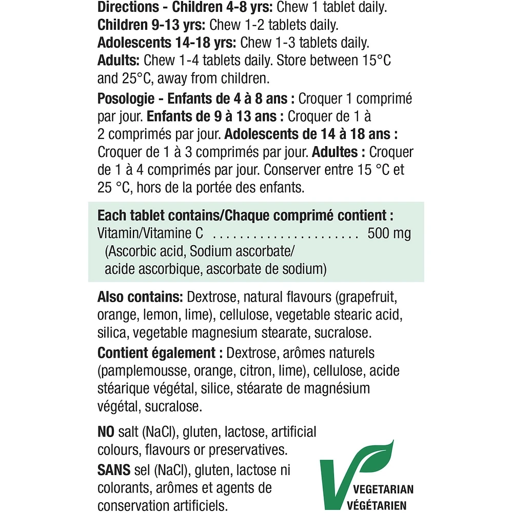 Chewable Vitamin C 500 mg Citrus Fruit Flavour