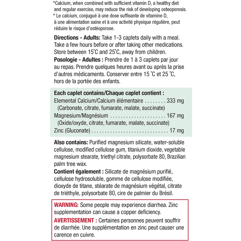 Calcium Magnesium + Zinc Caplets