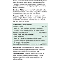 Mega Cal Calcium + Vitamin D3 400 IU Caplets, 650 mg
