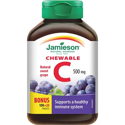 Chewable Vitamin C Grape Juice Tablets, 500 mg