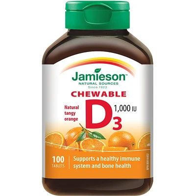Chewable Vitamin D 1,000 IU Natural Tangy Orange
