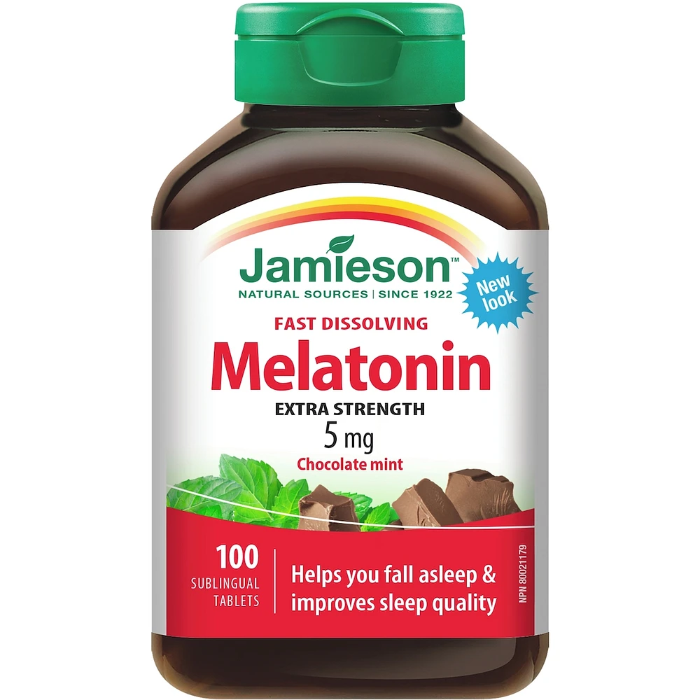 Melatonin Fast Dissolving Chocolate Mint Tablets, 5 mg