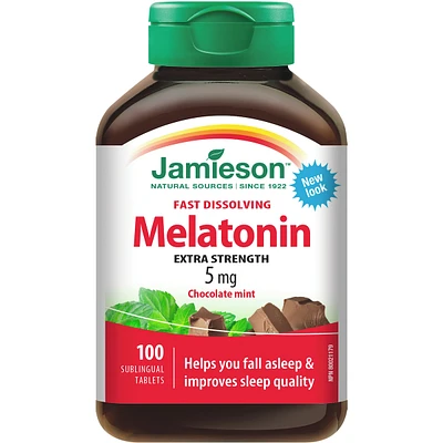 Melatonin Fast Dissolving Chocolate Mint Tablets, 5 mg