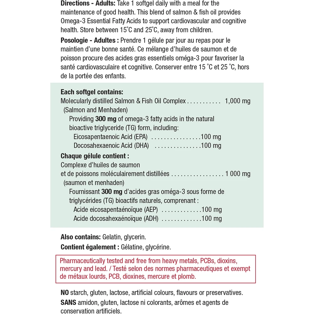 Laboratories  Salmon & Fish Oils Omega-3 Complex Softgels, 1,000 mg