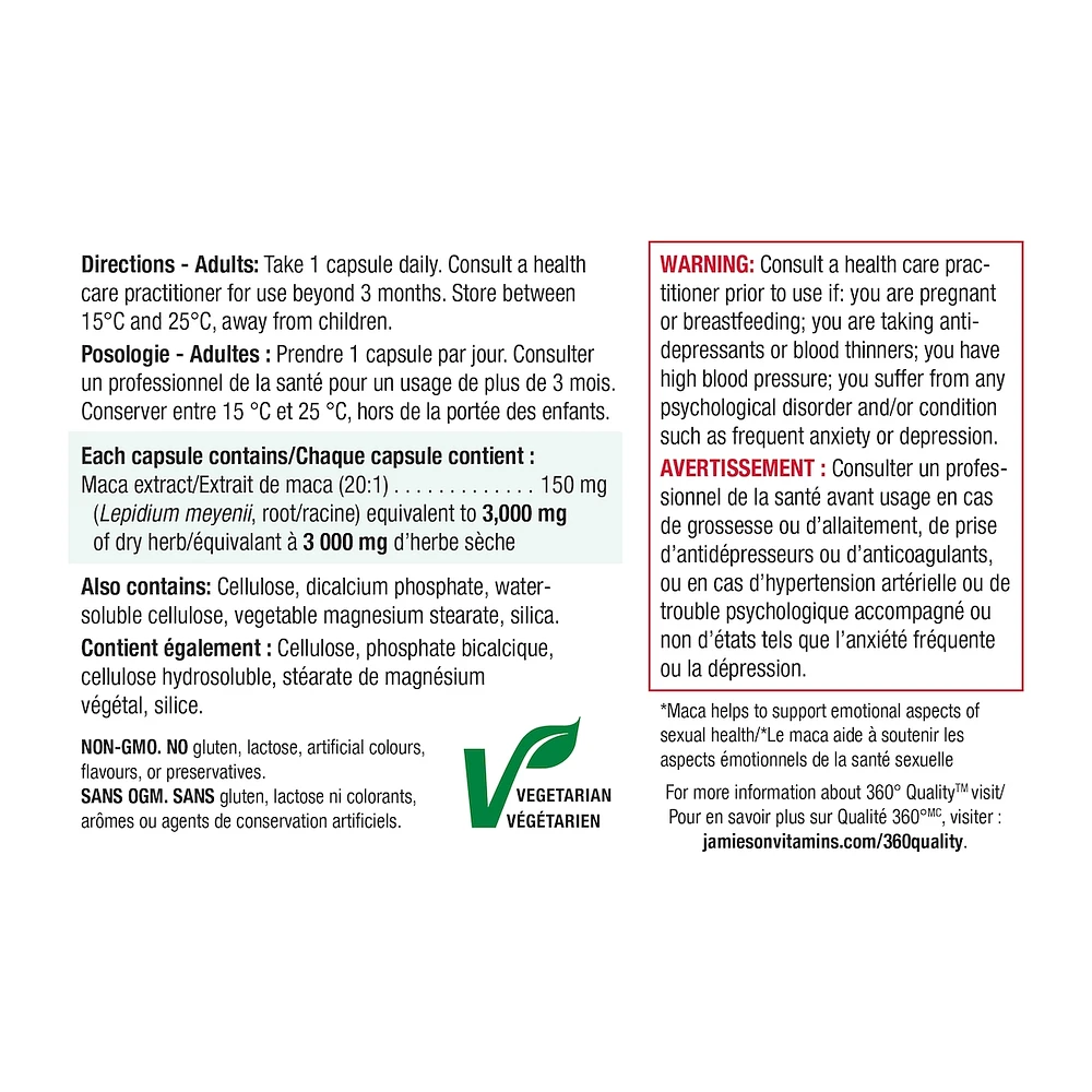 Jamieson Maca 3,000 mg, 60 Capsules