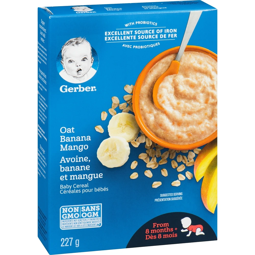 Céréales pour bébés GERBER Étape 3 Avoine avec banane et mangue