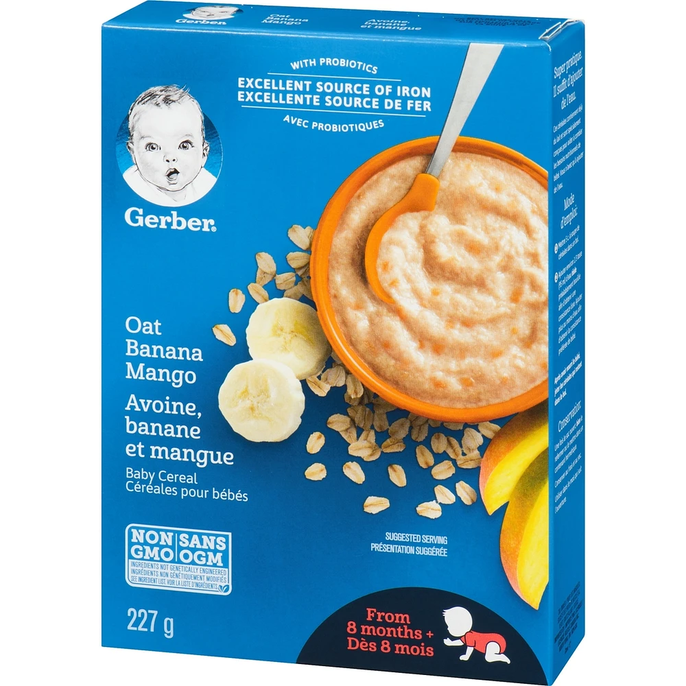 Céréales pour bébés GERBER Étape 3 Avoine avec banane et mangue