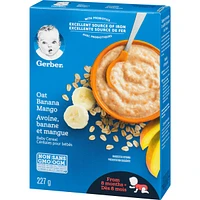Céréales pour bébés GERBER Étape 3 Avoine avec banane et mangue