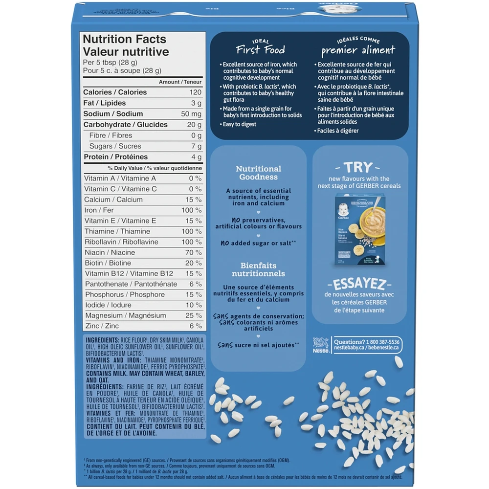 Céréales pour bébés Étape 1 de riz