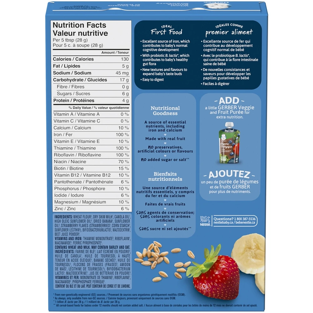 Céréales pour bébés Étape 2 Blé avec banane et fraise