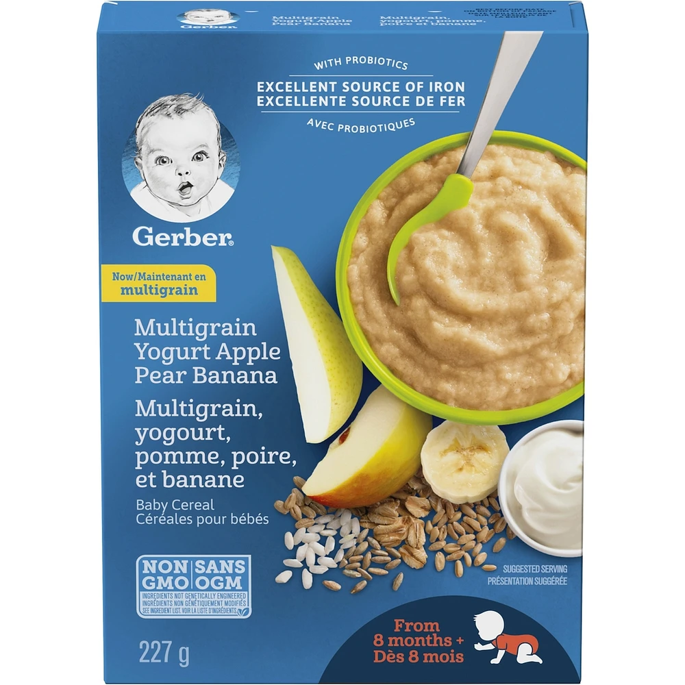 Céréales bébés Multigrains yogourt, pomme, poire, banana