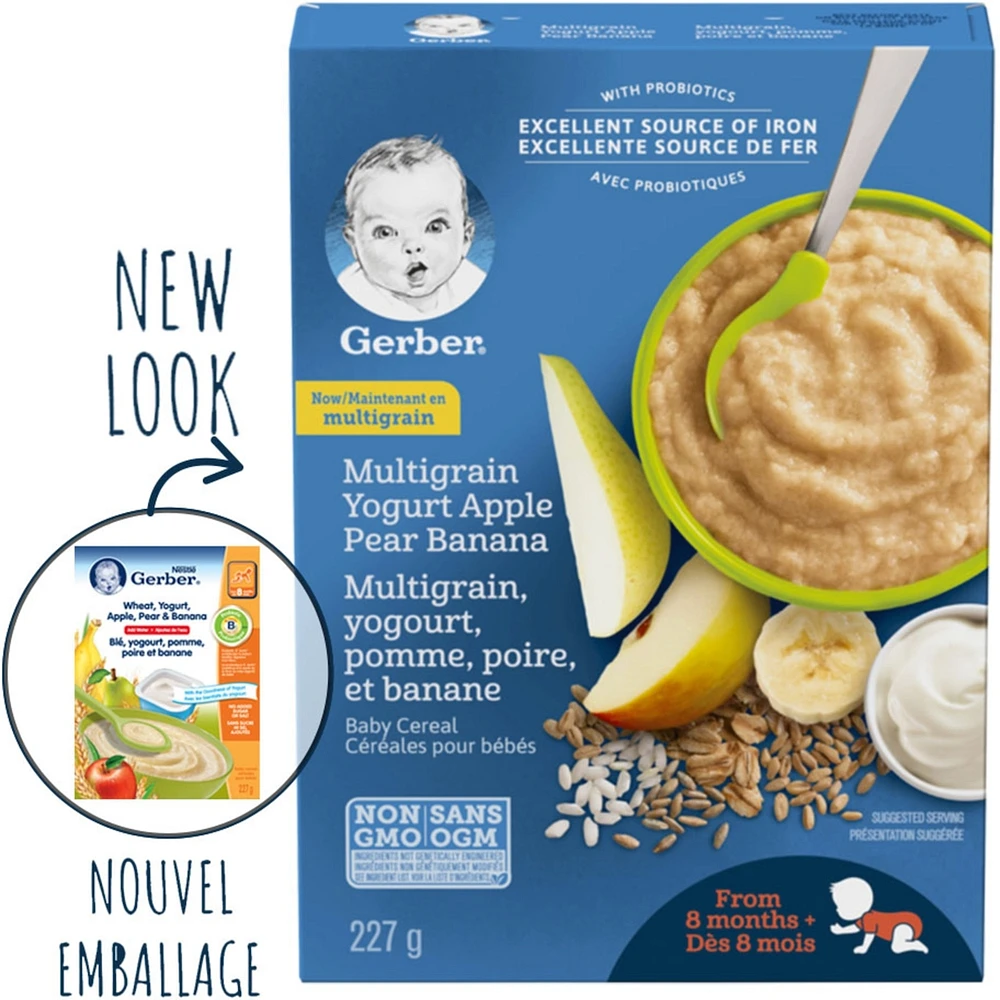 Céréales bébés Multigrains yogourt, pomme, poire, banana