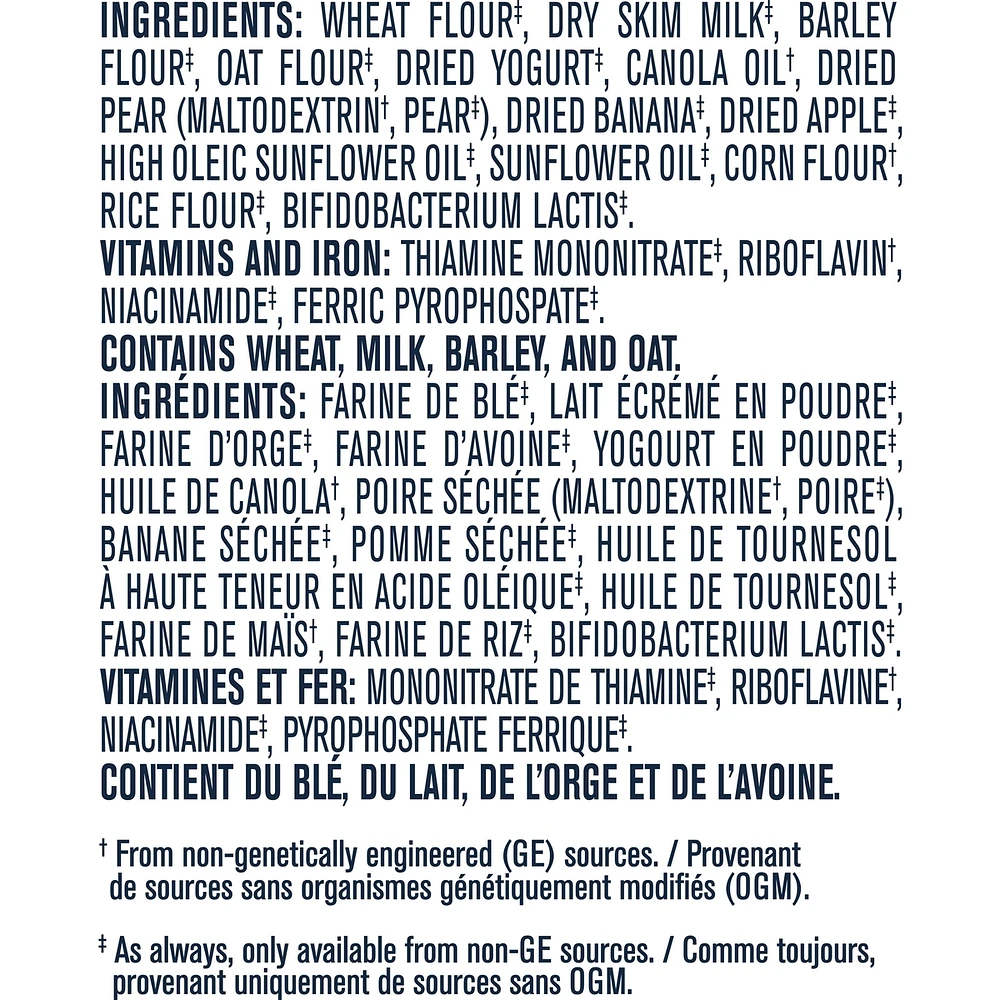 Céréales bébés Multigrains yogourt, pomme, poire, banana
