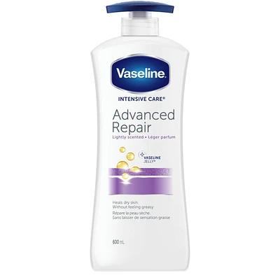 Vaseline Intensive Care Body Lotion deep moisturizer for dry skin Advanced Repair lightly scented with micro-droplets of Vaseline Jelly 600 ml
