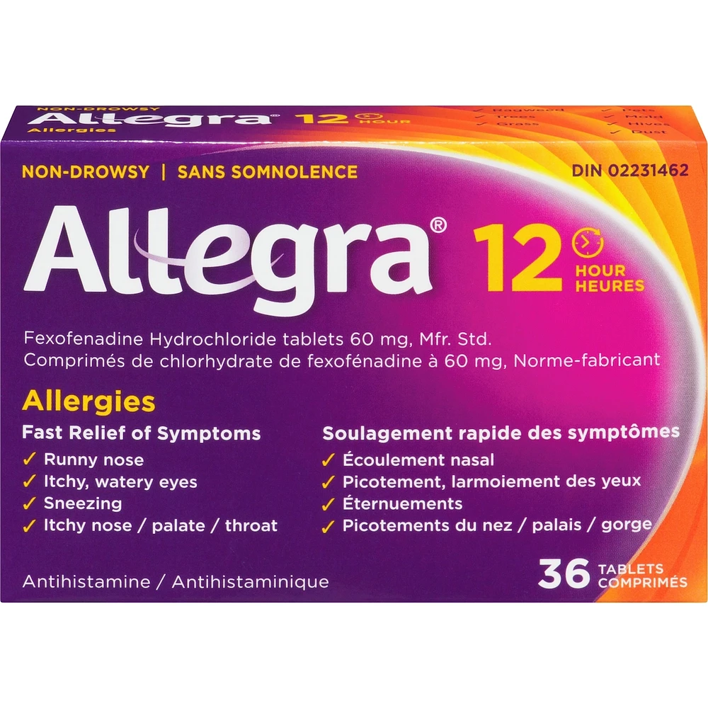 12 Hour Allergy Relief Tablets, 60 mg