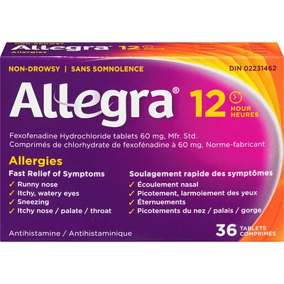 12 Hour Allergy Relief Tablets, 60 mg