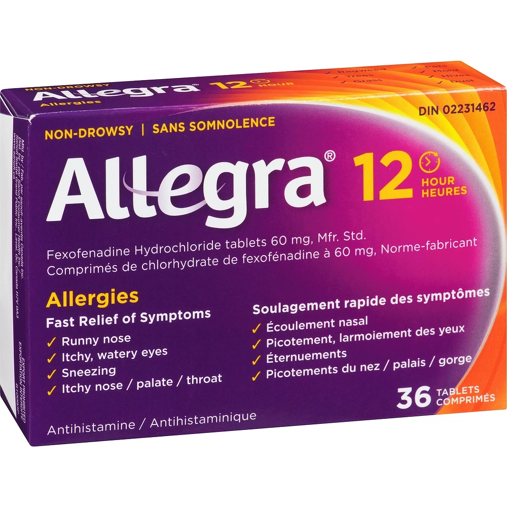12 Hour Allergy Relief Tablets, 60 mg