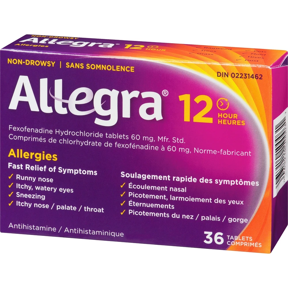 12 Hour Allergy Relief Tablets, 60 mg