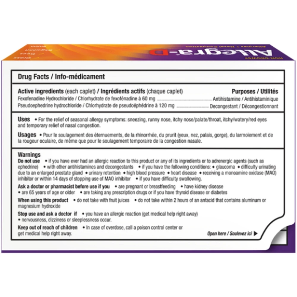 Allegra®-D Tablets, Non-Drowsy Allergy Relief, Allergy + Congestion Relief, Age 12 Years+