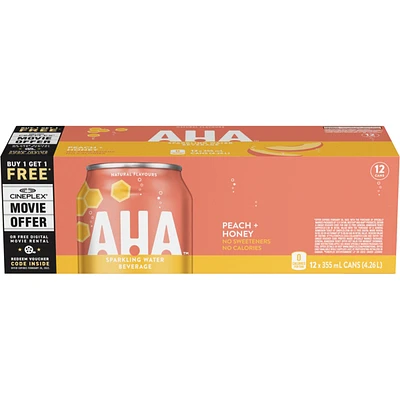 Peach + Honey Sparkling Water, 12 pack