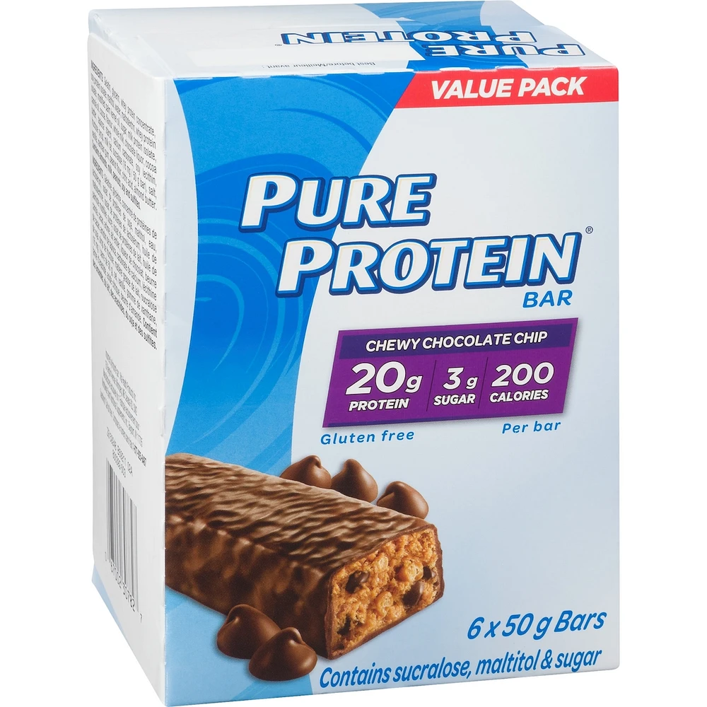 Pure Protein Bars, Chewy Chocolate Chip, Gluten Free Snack Bar