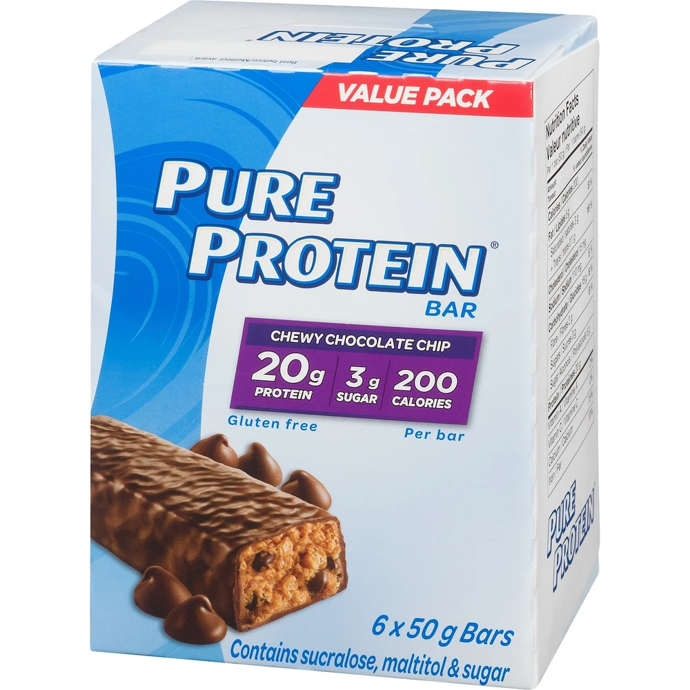 Pure Protein Bars, Chewy Chocolate Chip, Gluten Free Snack Bar