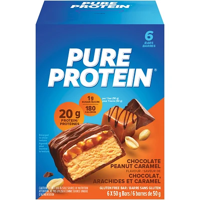 Pure Protein Bars, Chocolate Peanut Caramel, Gluten Free Snack Bars