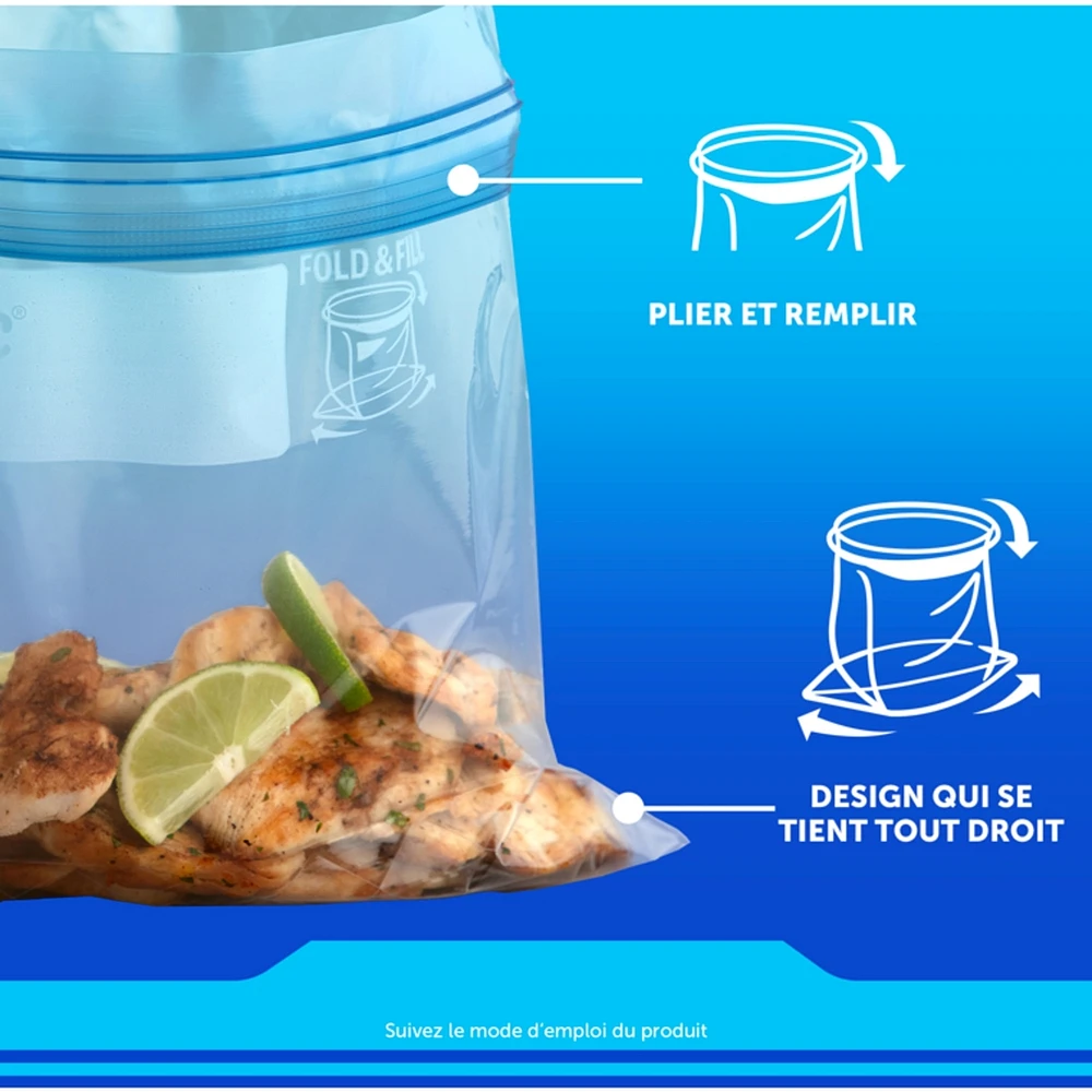Large Freezer Bags with Stay Open Technology