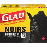 Black Garbage Bags - Regular 74 Litres
