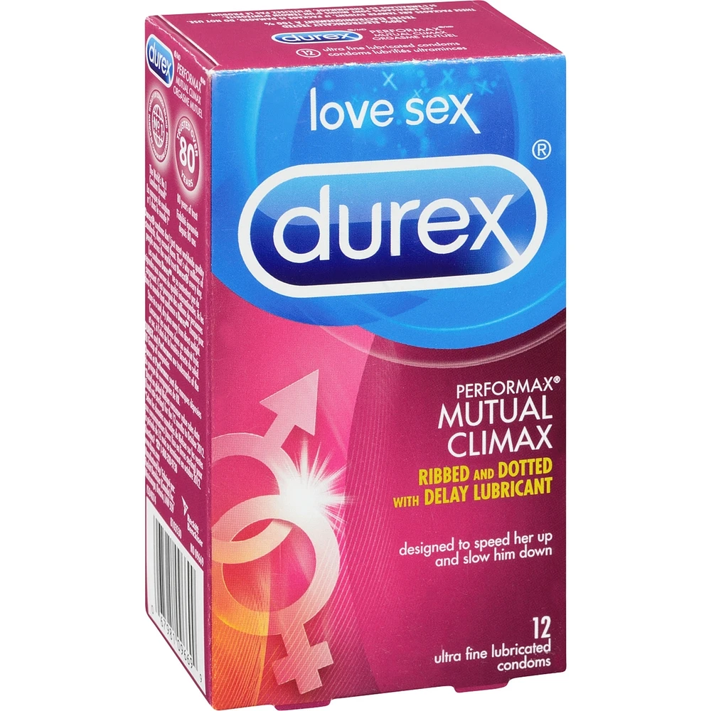 Durex Mutal Climax Condoms, Ribbed & Dotted Condoms with Delay Gel