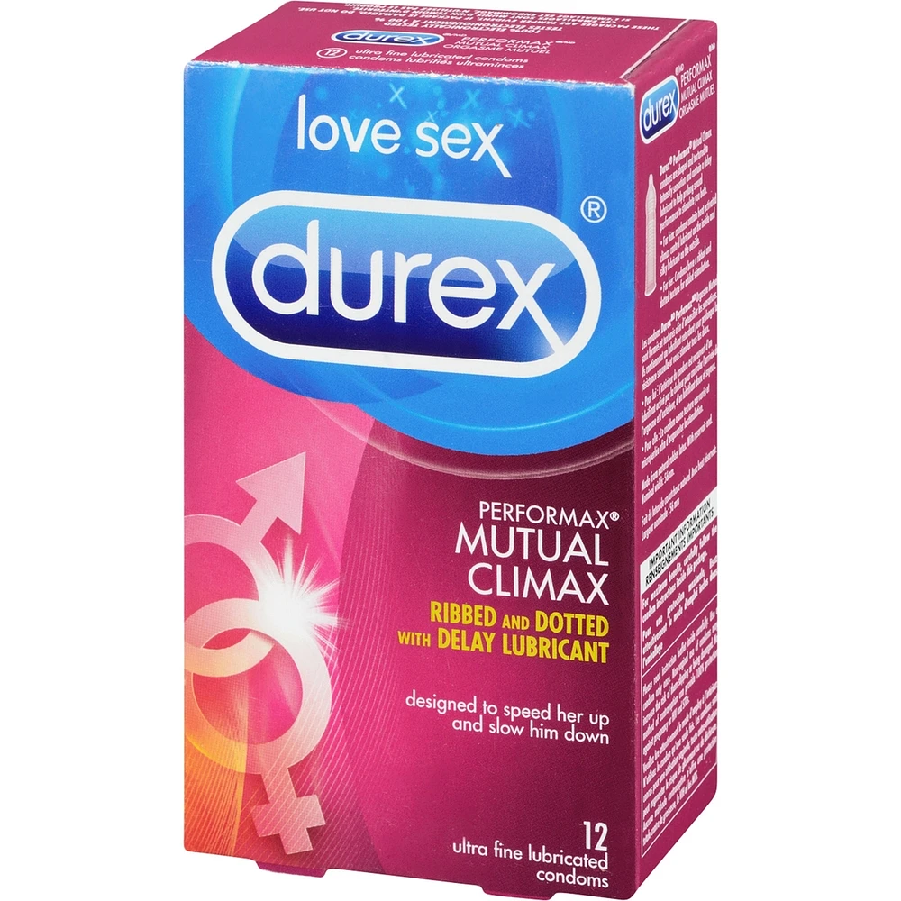 Durex Mutal Climax Condoms, Ribbed & Dotted Condoms with Delay Gel