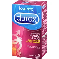 Durex Mutal Climax Condoms, Ribbed & Dotted Condoms with Delay Gel