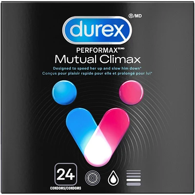 Durex Mutual Climax Condoms, Ribbed and Dotted with Delay Gel