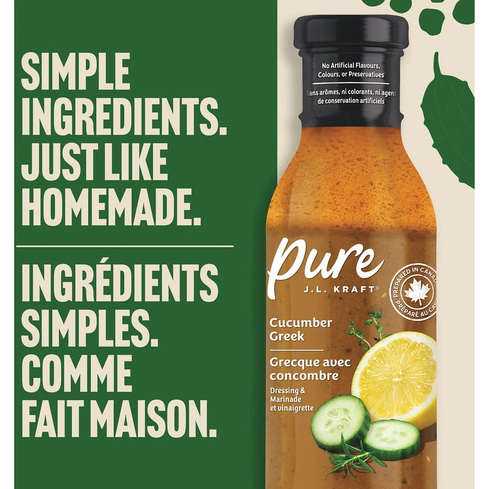 Vinaigrette Et Marinade Grecque Au Concombre Pure J.L. Kraft, Bouteille