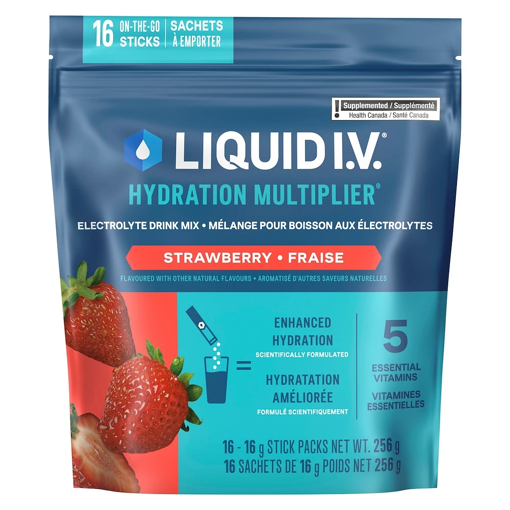 Liquid IV Mélange boisson électrolytes Fraise CT