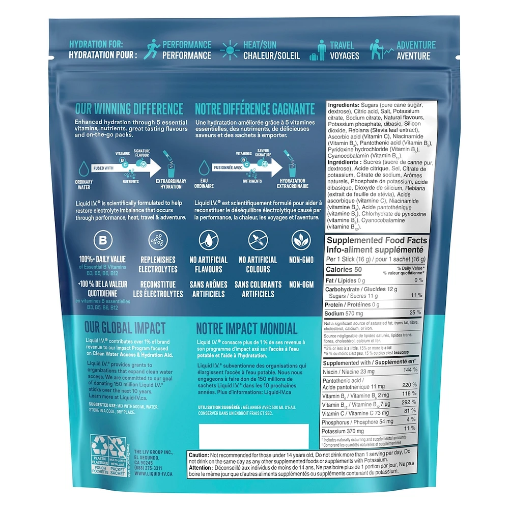 Liquid IV Electrolyte Drink Mix Lemon Lime CT