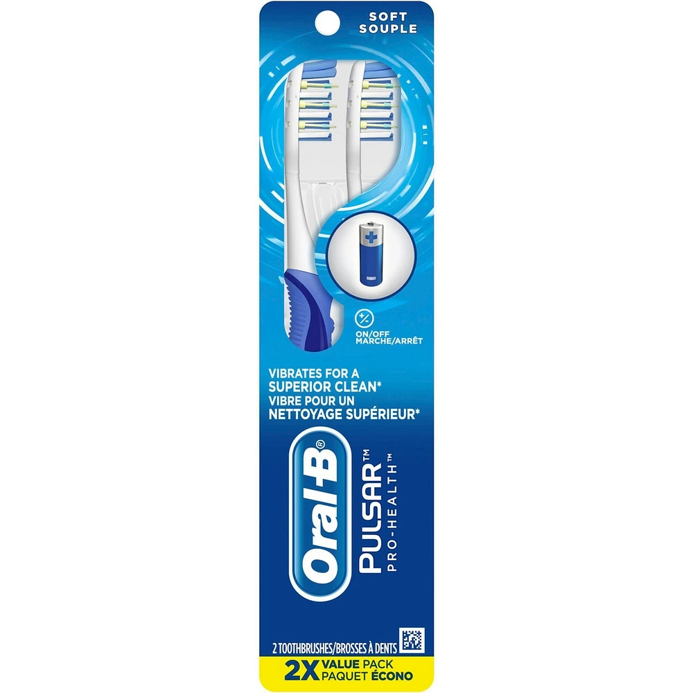 Oral-B Pulsar Pro-Health Battery Powered Toothbrush, Soft, 2 Count