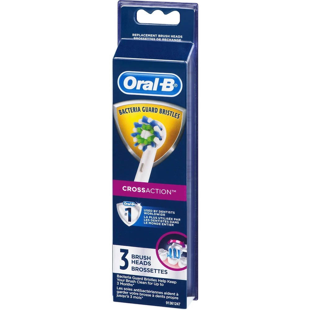 Oral-B CrossAction Electric Toothbrush Replacement Brush Heads, 3 Count