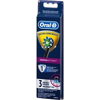 Oral-B CrossAction Electric Toothbrush Replacement Brush Head Refills, Black, 3 Count
