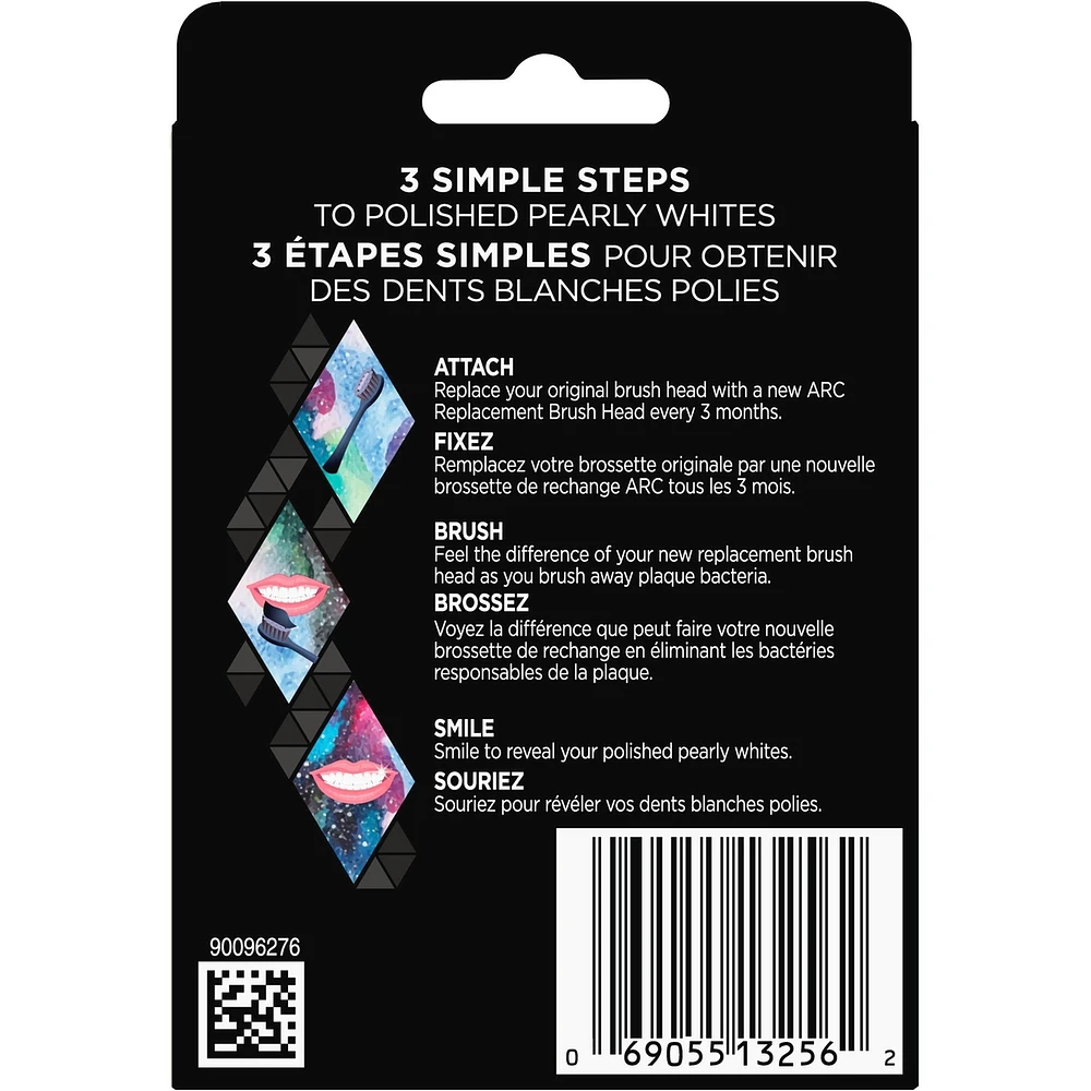 ARC Brush Heads 2 Count, Black