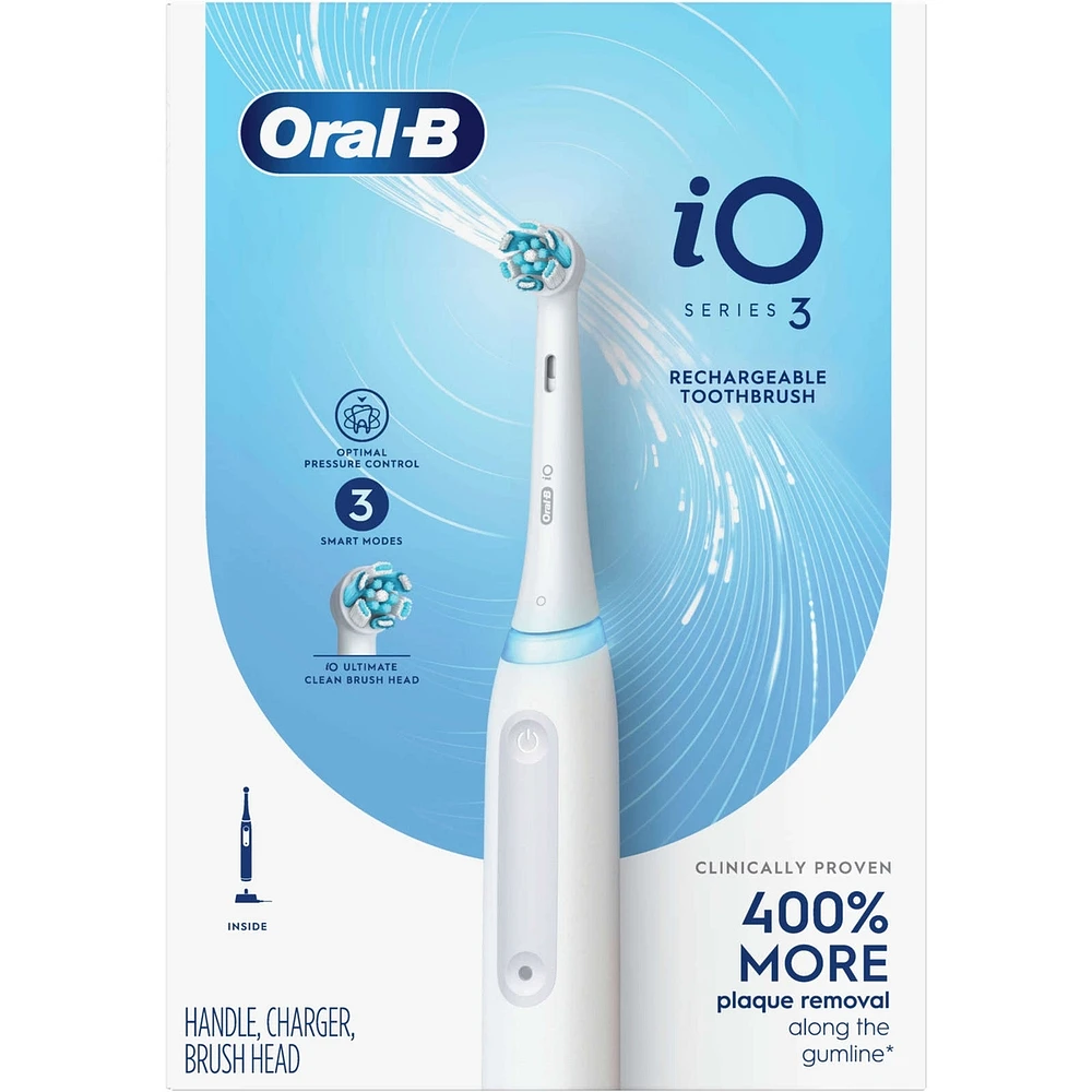 Oral-B iO Series 3 Electric Toothbrush with 1 Brush Head, Rechargeable, White