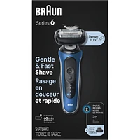 Electric Shaver for Men, Series 6 6120s, Wet & Dry Shave, Turbo & Gentle Shaving Modes, Foil Shaver, Engineered in Germany, With Precision Trimmer & Pouch, Blue