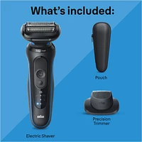 Electric Shaver for Men, Series 5 5118s, Wet & Dry Shave, Turbo Shaving Mode, Foil Shaver, Engineered in Germany, Li-Ion battery up to 50 min, with Precision Trimmer, Blue