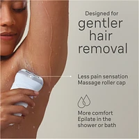 Silk-épil 7 Epilator, Wet and Dry, Wide Head, Includes Shaver Head and Trimmer Comb, SE7-041, Silver