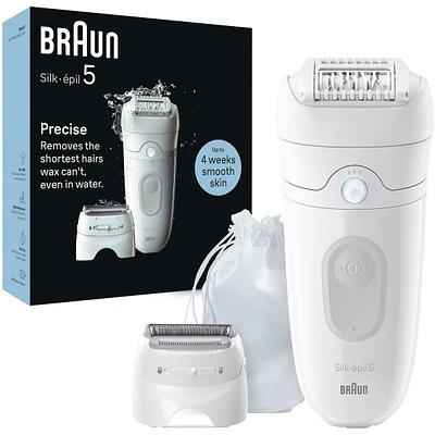 Silk-épil 5 Epilator, Wet and Dry Epilator, Includes Shaver Head and Trimmer Comb, SErey