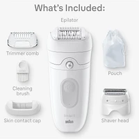 Silk-épil 5 Epilator, Wet and Dry Epilator, Includes Shaver Head and Trimmer Comb, SErey