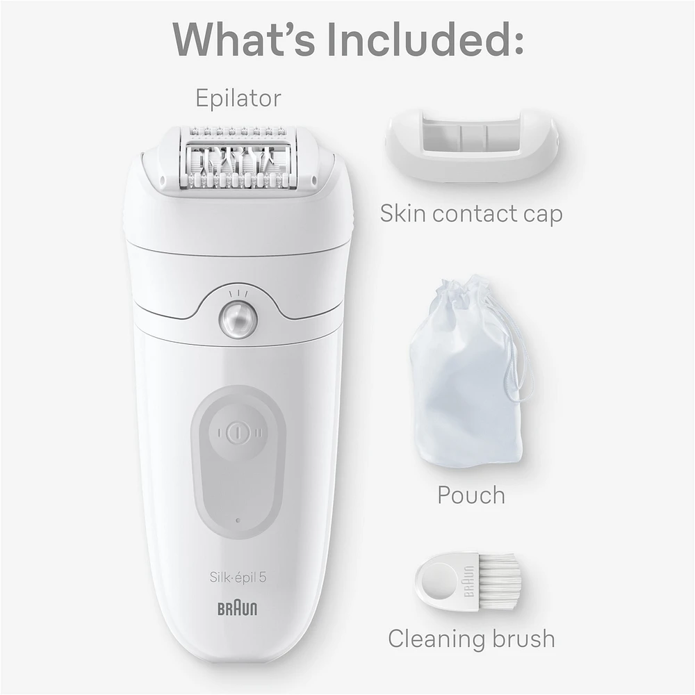 Silk-épil 5 Epilator, Wet and Dry, Includes Skin Contact Cap, SErey