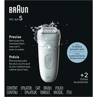 Silk-épil 5 Epilator, Wet and Dry, Includes Skin Contact Cap, SErey